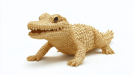 Fototapeta premium Intricate Woven Crocodile: The Art of Straw Craftsmanship