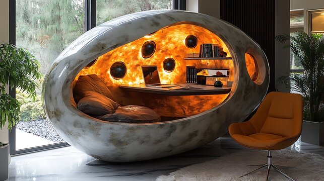 Classic desk with dinosaur eggs, blending growth and discovery in a stylish presentation 