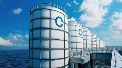 A concept rendering of a futuristic water desalination plant using nanotechnology