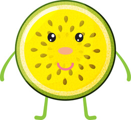 Fototapeta premium Cute character yellow watermelon for kids, juice, fruit shop, education, etc