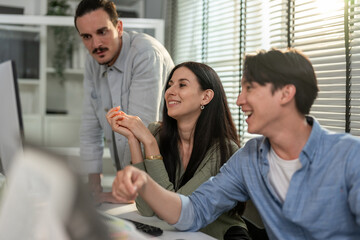 Obraz premium Group of young businessman and businesswoman working in the office. 