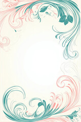 Obraz premium Pastel-colored vector postcard featuring elegant floral swirls ideal for invitations or personal notes