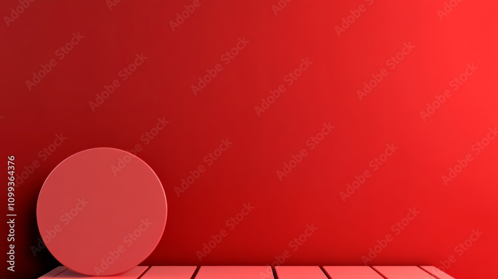 Poster red background with a red circle on it. the background is a deep shade of red, and the circle is a b