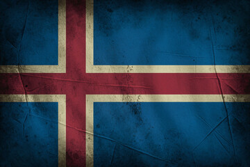 Fototapeta premium retro vintage historical old grungy Iceland flag