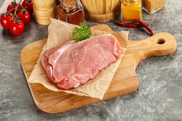 Raw pork schnitzel for cooking