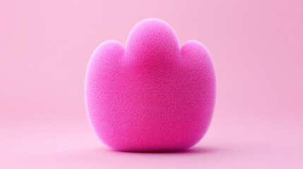 Fototapeta premium Pink fuzzy stuffed animal with a foot. The pink color and fuzzy texture give the impression of a soft and cuddly toy