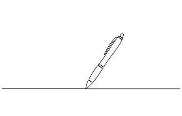 Obraz premium Continuous one line drawing writing pen isolated minimalist linear illustration made of single line vector illustration, Design Process Continuous Line Editable Stroke Icon, 