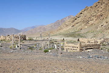 Old Graveyard in Murghab in the Pamir Mountains of Gorno-Badakhshan region in Tajikistan