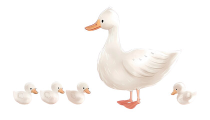 Obraz premium white duck with baby isolated on white