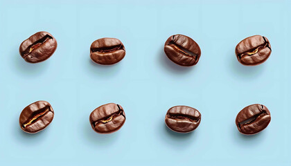 Coffee beans on a blue background