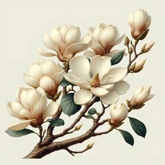 magnolia blossoms, highlighting the soft colors and intricate petal structure.