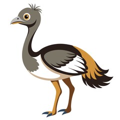 Fototapeta premium A cartoon ostrich with a yellow beak and orange feathers