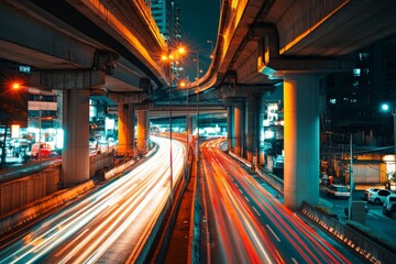 Blurry traffic at the horizon bridge.