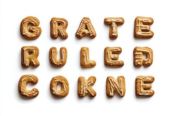 Fototapeta premium Cookie Alphabet. Collection of Baked Capital Letters on White Background
