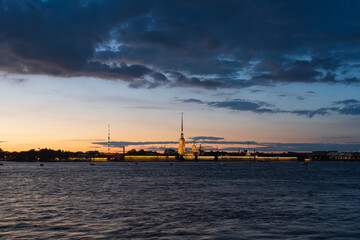 Fototapeta premium Peter and Paul fortress in sunset, Saint-Petersburg, Russia. High quality photo