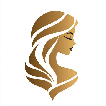 golden woman profile logo design clip art preview