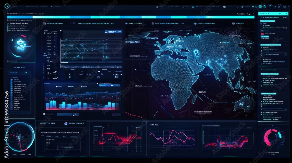 Poster digital dashboard with global data visualization