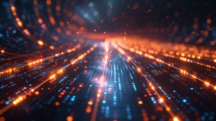 Obraz premium Futuristic Digital Background with Glowing Lights and High-Tech Patterns for Modern Technology Concepts