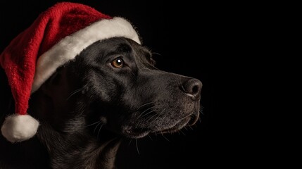 dog wearing christmas hat