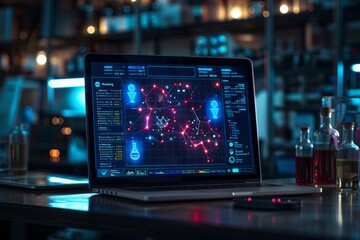 Obraz premium sleek screen with scientific results and graphs, organized in a modern style