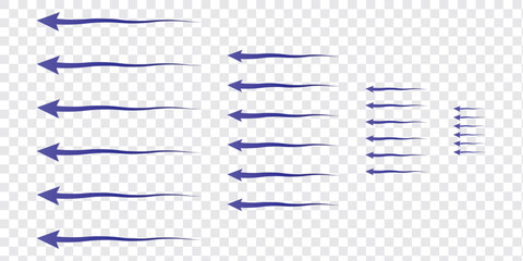 Air flow. Set of arrows showing direction of air movement. Vector isolated on white background.