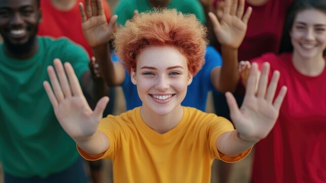 Diverse group of energetic and enthusiastic young people coming together to organize a community event aimed at inspiring positive change and social impact
