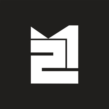 2M - two million, simple and easy flat icon logo design white color on black background