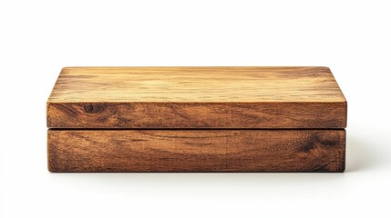 Rectangular Wooden Box Isolated On White Background