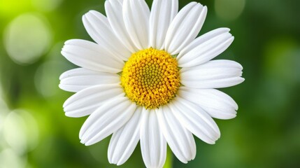 Obraz premium A Single White Daisy with Yellow Center Close-up