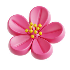 Fototapeta premium Bright Pink Plum Blossom with Yellow Center