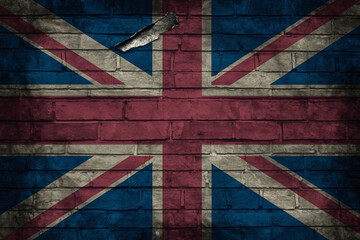Fototapeta premium union jack flag painted on brick wall