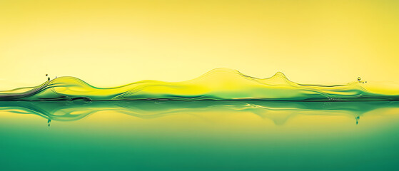 Obraz premium Glowing liquid gradient patterns in vibrant green and yellow, softly diffused