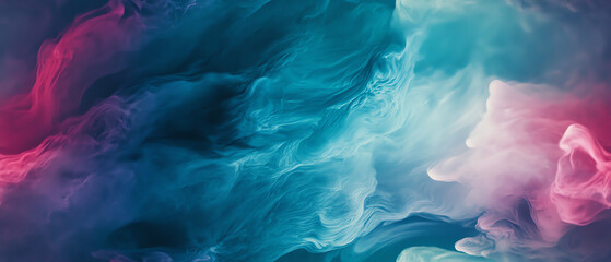 Fototapeta premium Ethereal liquid gradient in solid vibrant hues of teal and magenta, glowing with soft light