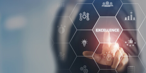Fototapeta premium Excellence, outstanding performance concept . Continuous improvement and invest in training and technology to enhance business performance, superior quality, outstanding and exceptional service.