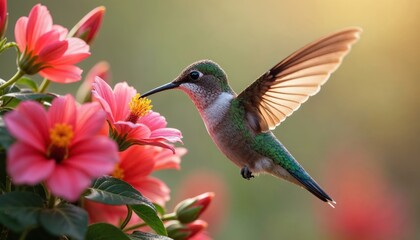 Fototapeta premium hummingbird feeding on flower