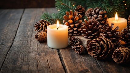 Christmas scene with candles and wranch