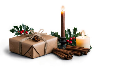 christmas candle and decorations