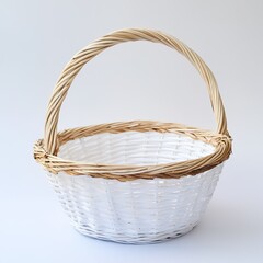 Empty Wicker Basket Isolated on White.