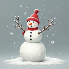 Fototapeta premium Snowman on gray background