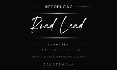 Obraz premium Hand drawn vector alphabet. Modern monoline signature script font. Elegant Signature Font. Best Alphabet Beautiful Calligraphy Signature Font lettering