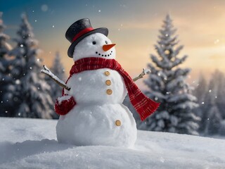 Fototapeta premium snowman on the snow