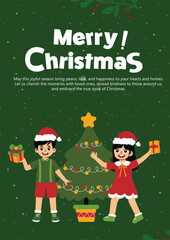 Fototapeta premium EPS Merry Christmast Design Card Children Illustration Template