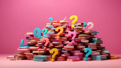 Fototapeta premium Pile of Colorful Questions