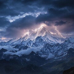 Obraz premium dramatic mountain landscape with stormy weather, heavy clouds,