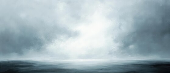 Fototapeta premium A serene, misty seascape with soft gray tones.