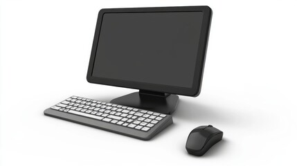 Fototapeta premium Computer Keyboard and Mouse Setup with White Background