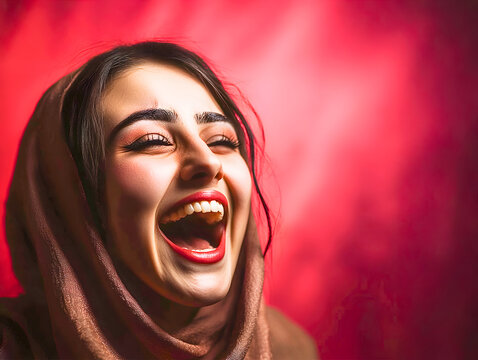 Radiant Woman Laughing in a Hi-jab