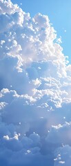 Soft and feathery white clouds float gently above a brilliant blue sky on a serene summer morning , peaceful setting, nature pictures