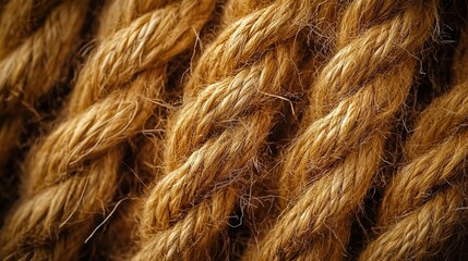 Obraz premium Close-up of coarse braided jute rope texture.