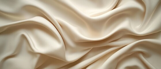 Obraz premium Smooth, cream-colored fabric with elegant draping.